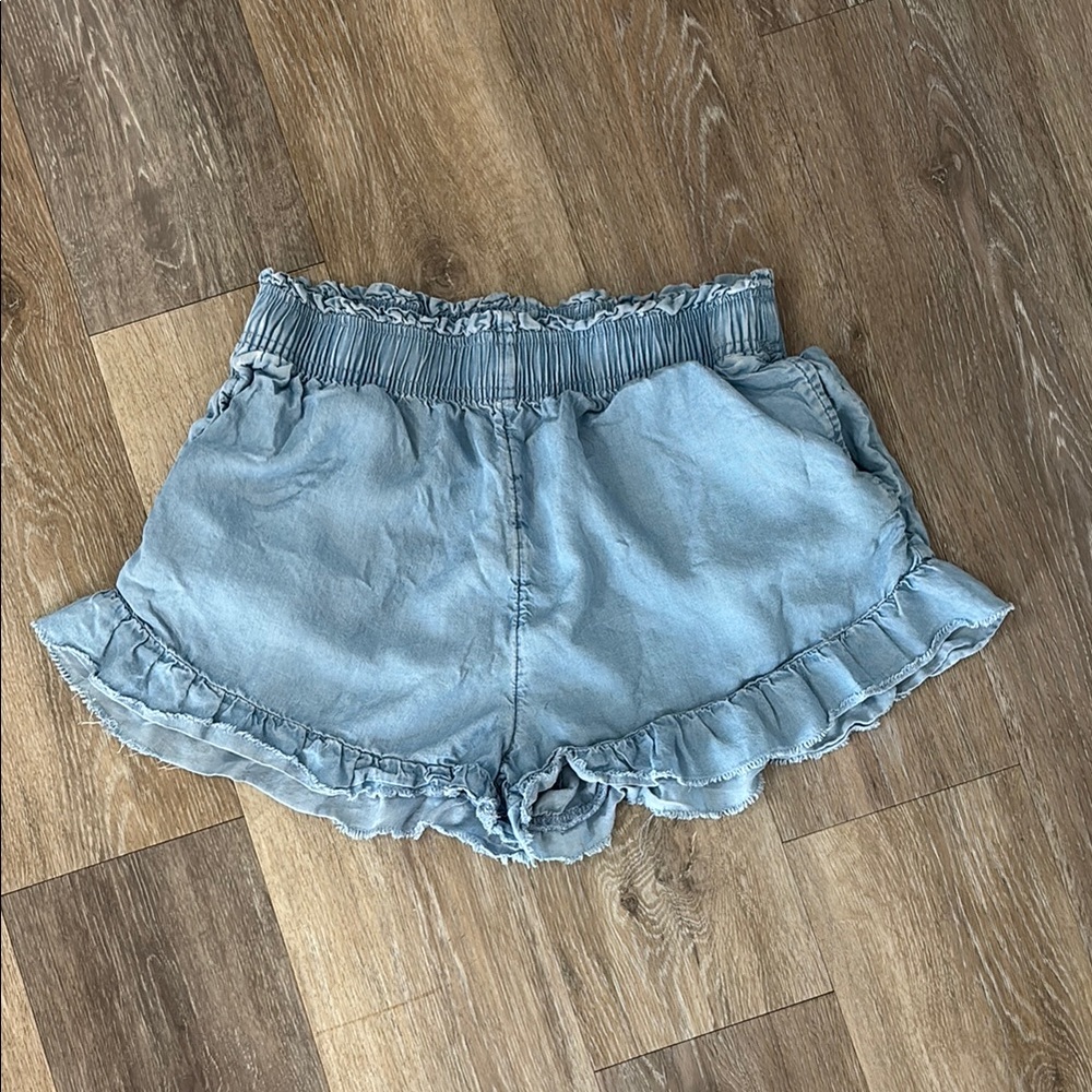 Aerie light denim blue elastic waistband shorts size small